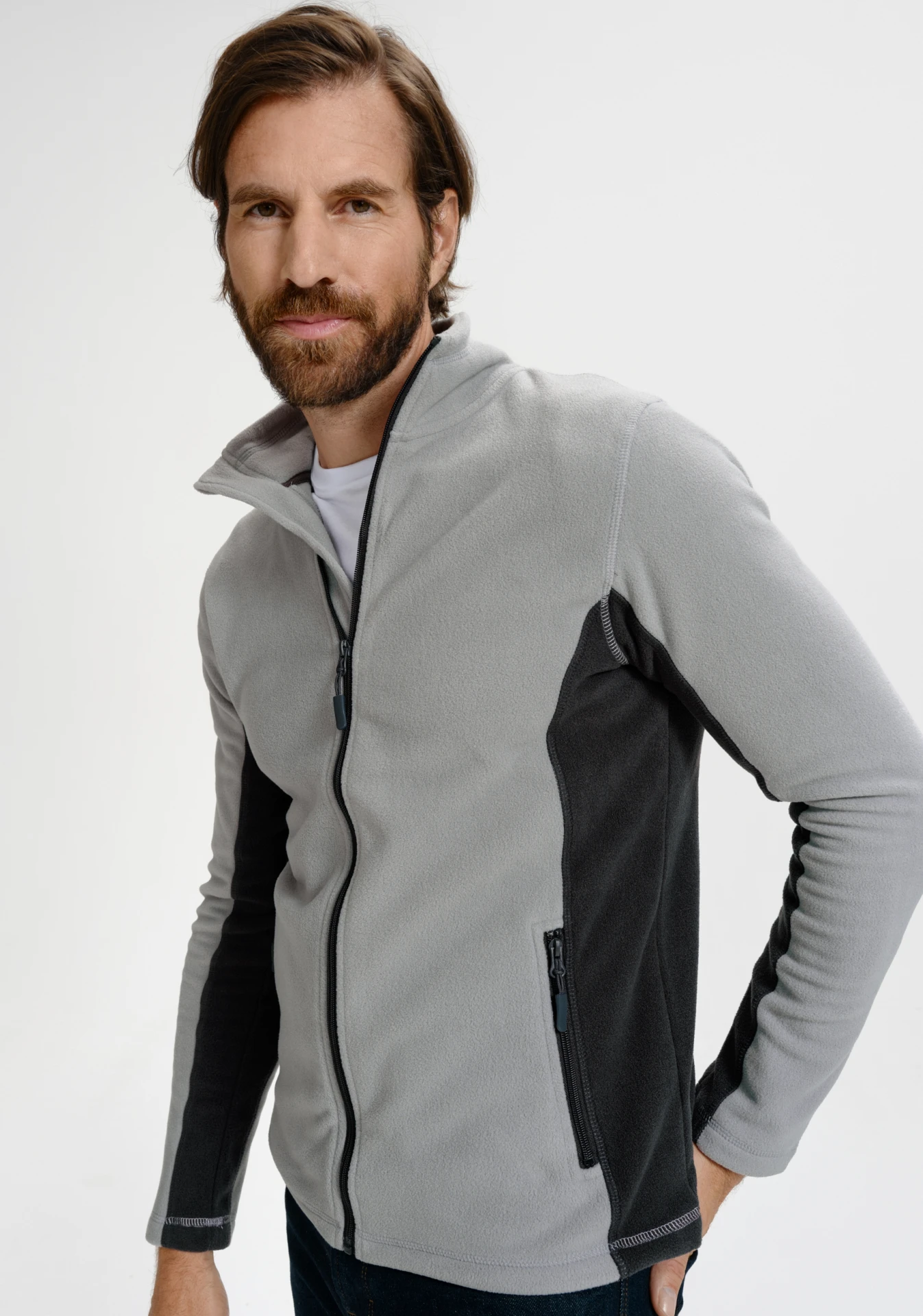 malfini-527-frosty-fleece-herren-hellgrau-model-0 MALFINI Fleecejacke Frosty 527