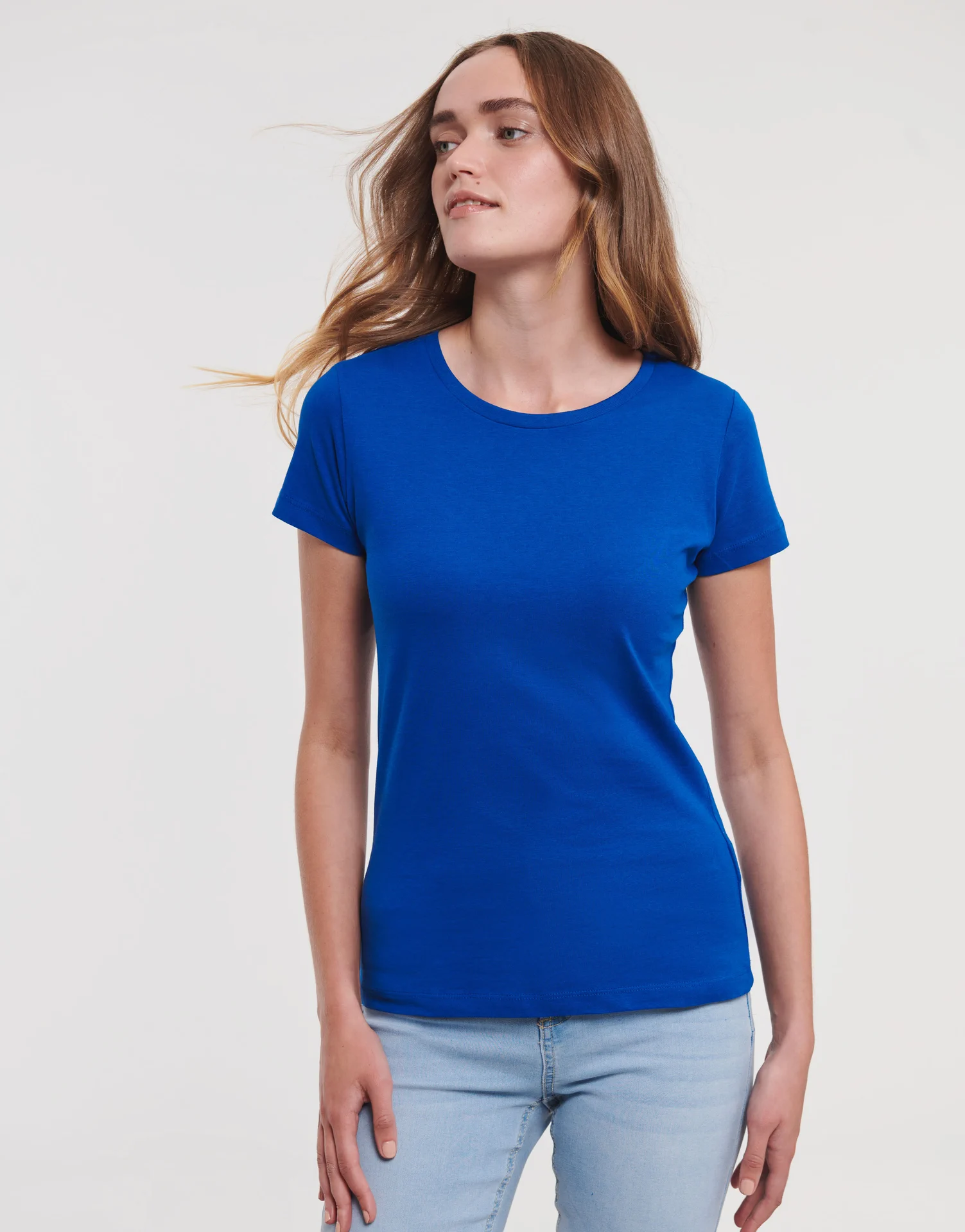 russell-r108f-ladies-pure-organic-t-shirt-brightroyal-model-1 Russell Ladies Authentic Tee Pure Organic