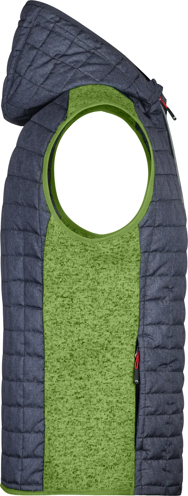jn768-mens-knitted-hybrid-vest-kiwimelange-anthracitemelange-right-6 James & Nicholson Men's Knitted Hybrid Vest
