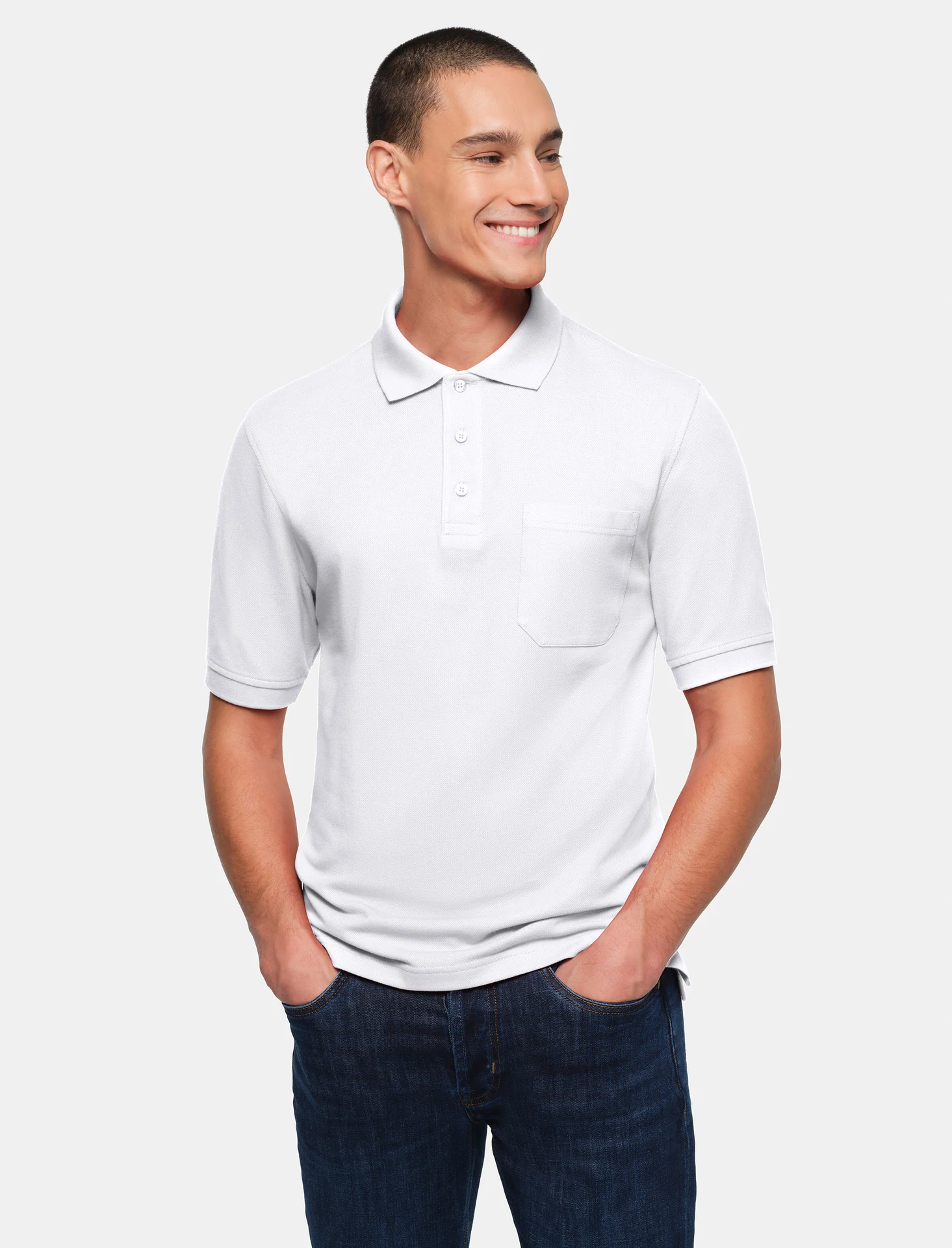 hakro-802-pocket-poloshirt-top-weiss-model-0 HAKRO Pocket-Poloshirt 802 Top