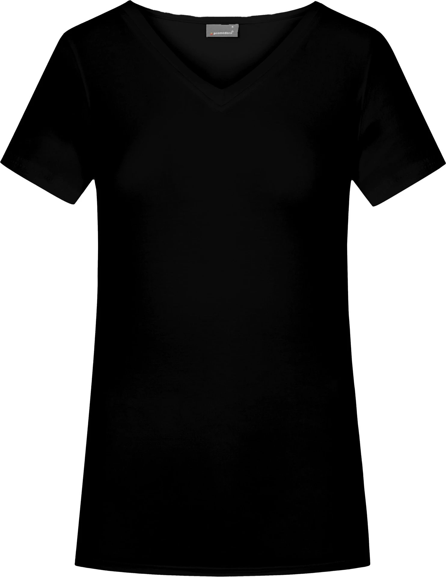 promodoro-3087-womens-slim-fit-v-neck-t-shirt-long-black-front-3 Promodoro Women's Slim Fit V-Neck-T Long