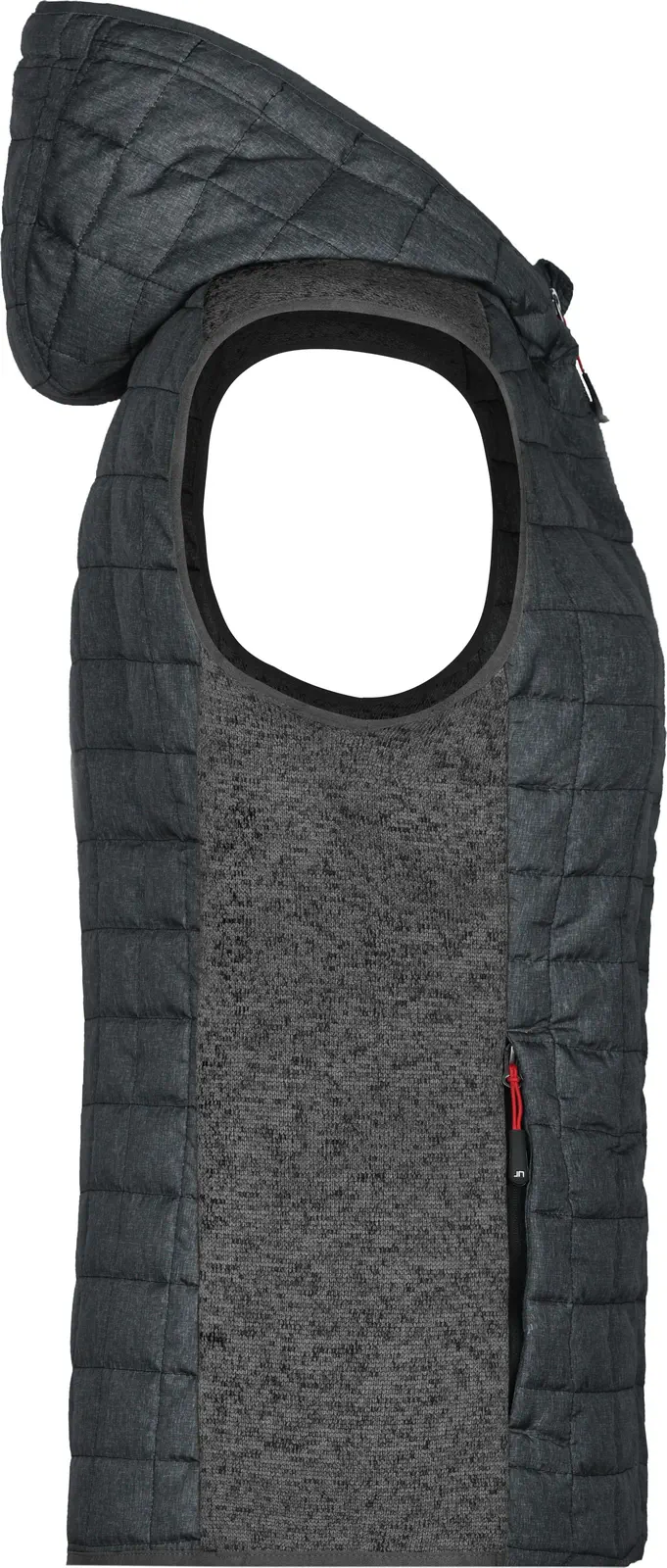 jn767-ladies-knitted-hybrid-vest-greymelange-anthracitemelange-right-6 James & Nicholson Ladies Knitted Hybrid Vest