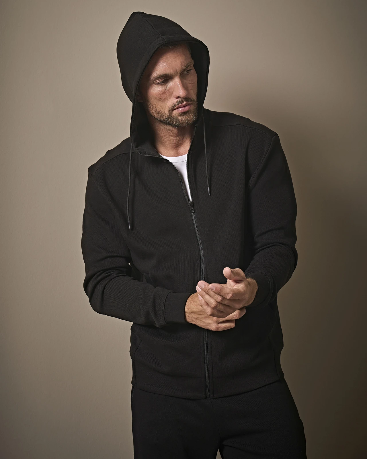 Tee Jays Ribbed Interlock Hooded Full Zip