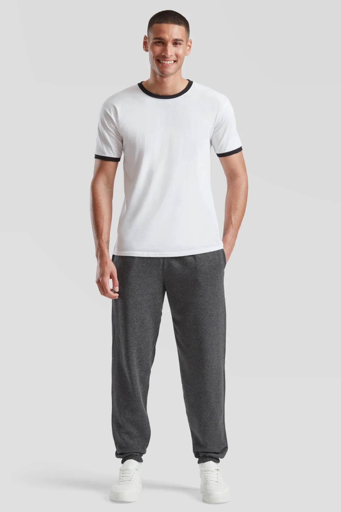 fruit-of-the-loom-64-026-0-classic-elasticated-cuff-jog-pants-darkheathergrey-model-3 F.O.L. Elasticated Cuff Jog Pants