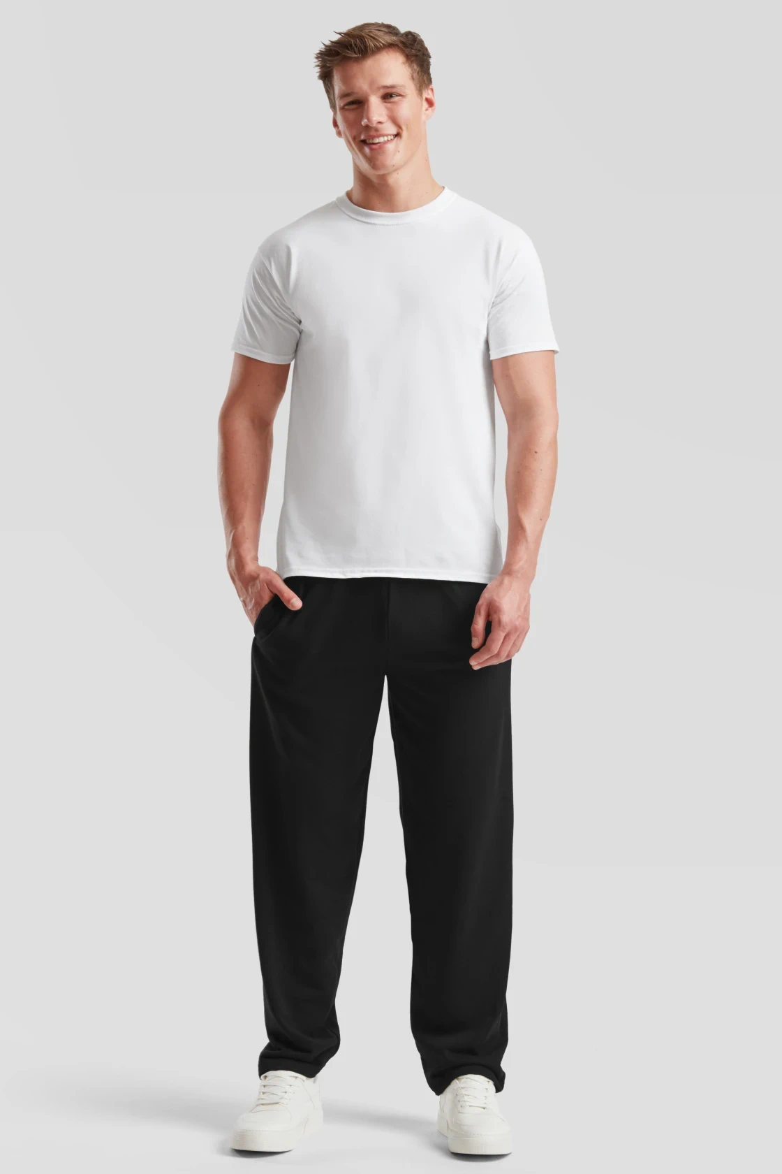 fruit-of-the-loom-64-038-0-lightweight-open-hem-jog-pants-black-model-3 F.O.L. Lightweight Jog Pants