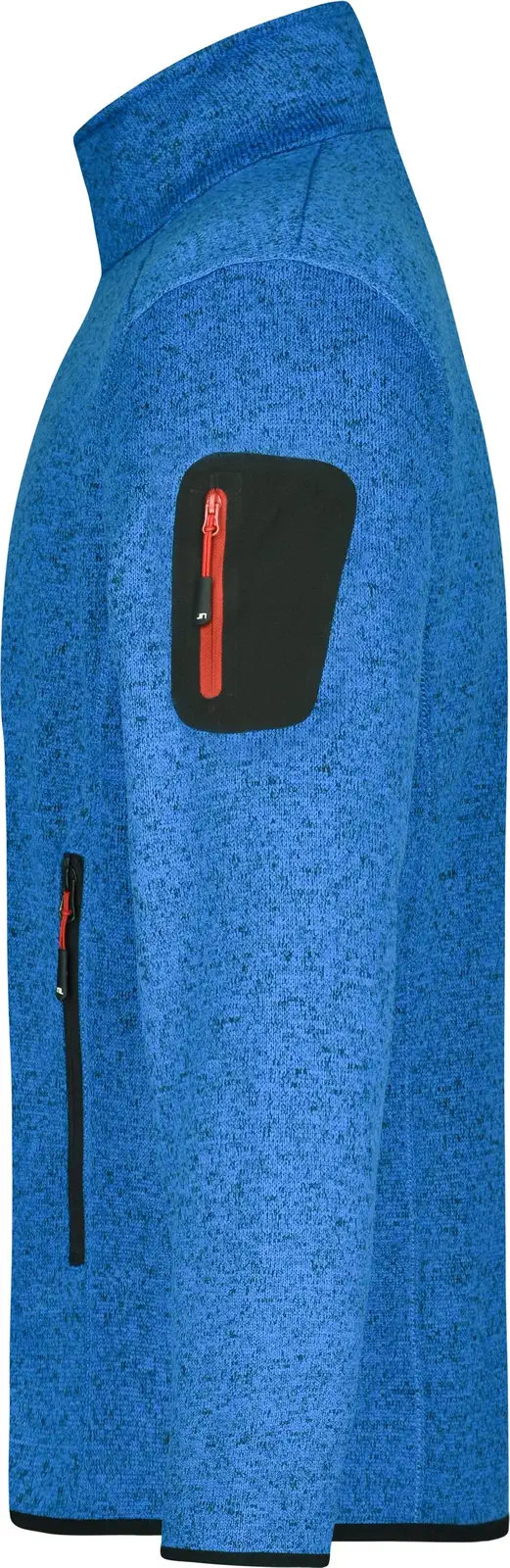 jn762-mens-knitted-fleece-jacket-royalmelange-red-left-4 James & Nicholson Men`s Knitted Fleece Jacket