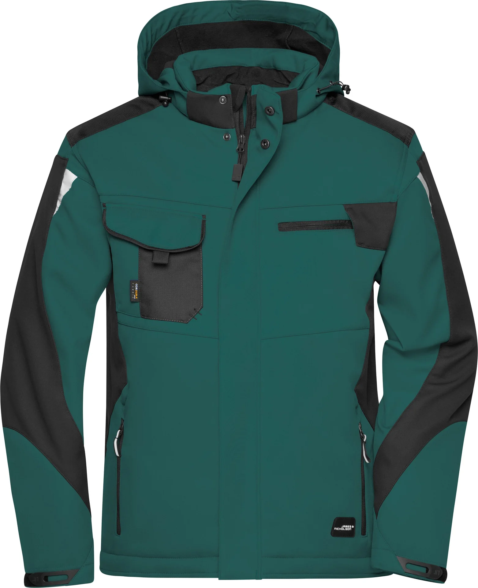 jn824-craftsmen-softshell-jacket-darkgreen-black-front-3 James & Nicholson Craftsmen Softshell Jacket -Strong-