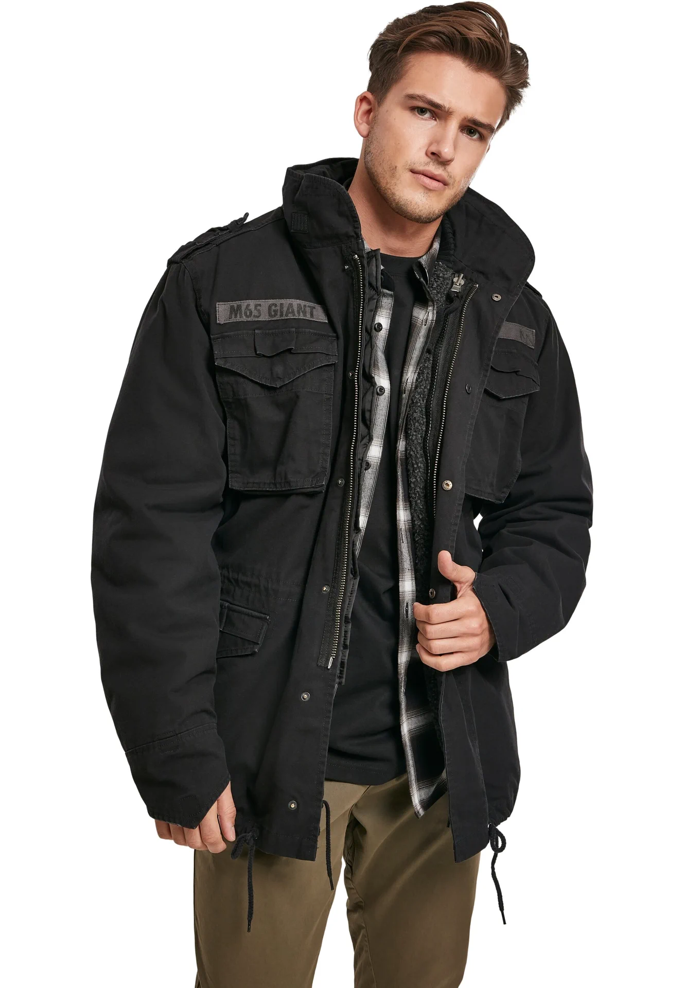 BYB-B3101-m65-giant-jacket-black-model-0 Build Your Brand M-65 Giant Jacket