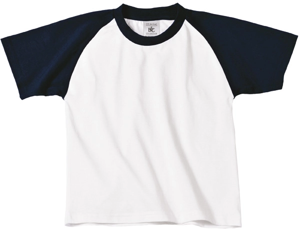 BC-TK350-TShirt-Base-ball-kids-whitenavy-3 B&C T-Shirt Base-Ball Kids