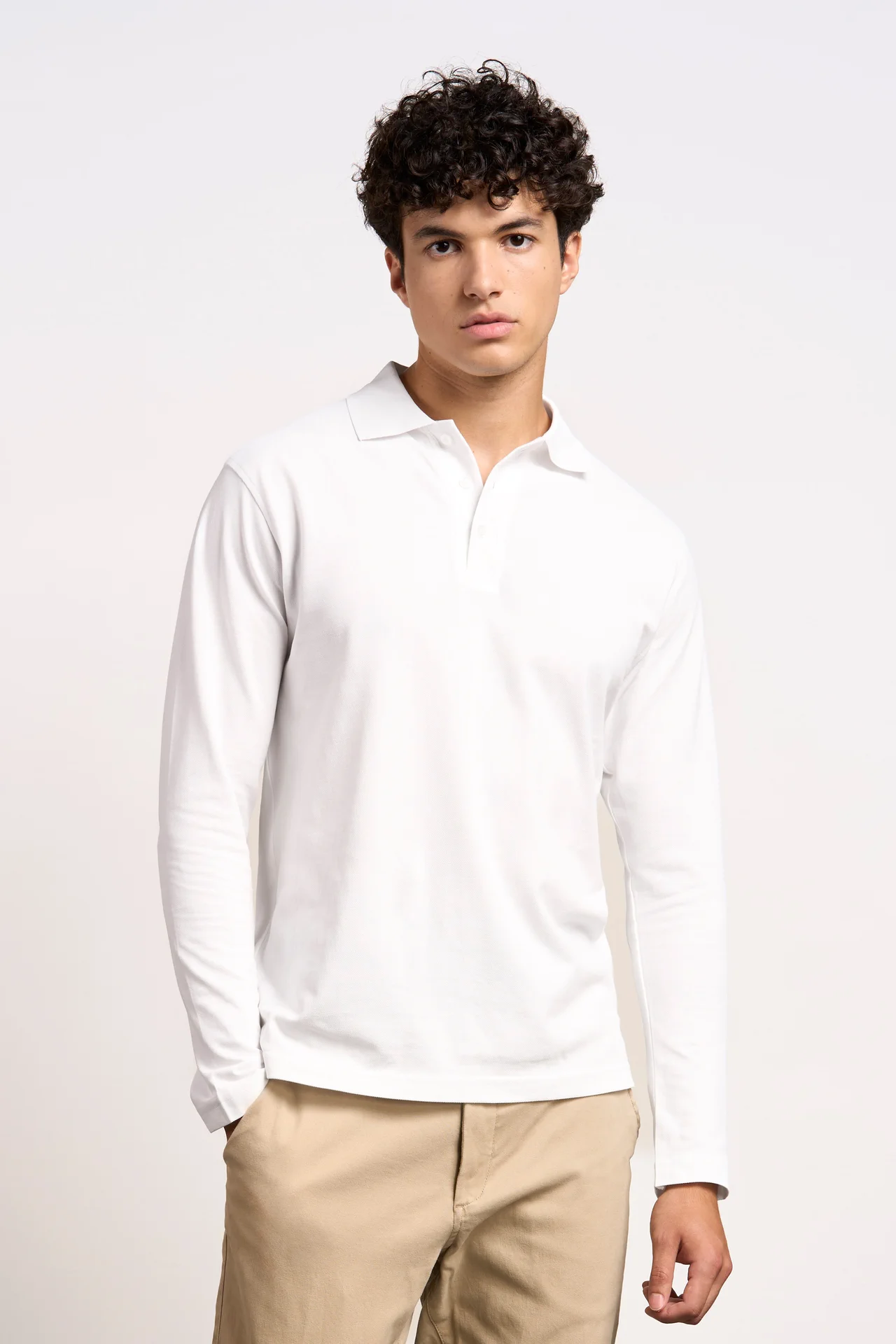 promodoro-4600-mens-heavy-polo-long-sleeve-white-model-0 Promodoro Men's Heavy Polo Longsleeve