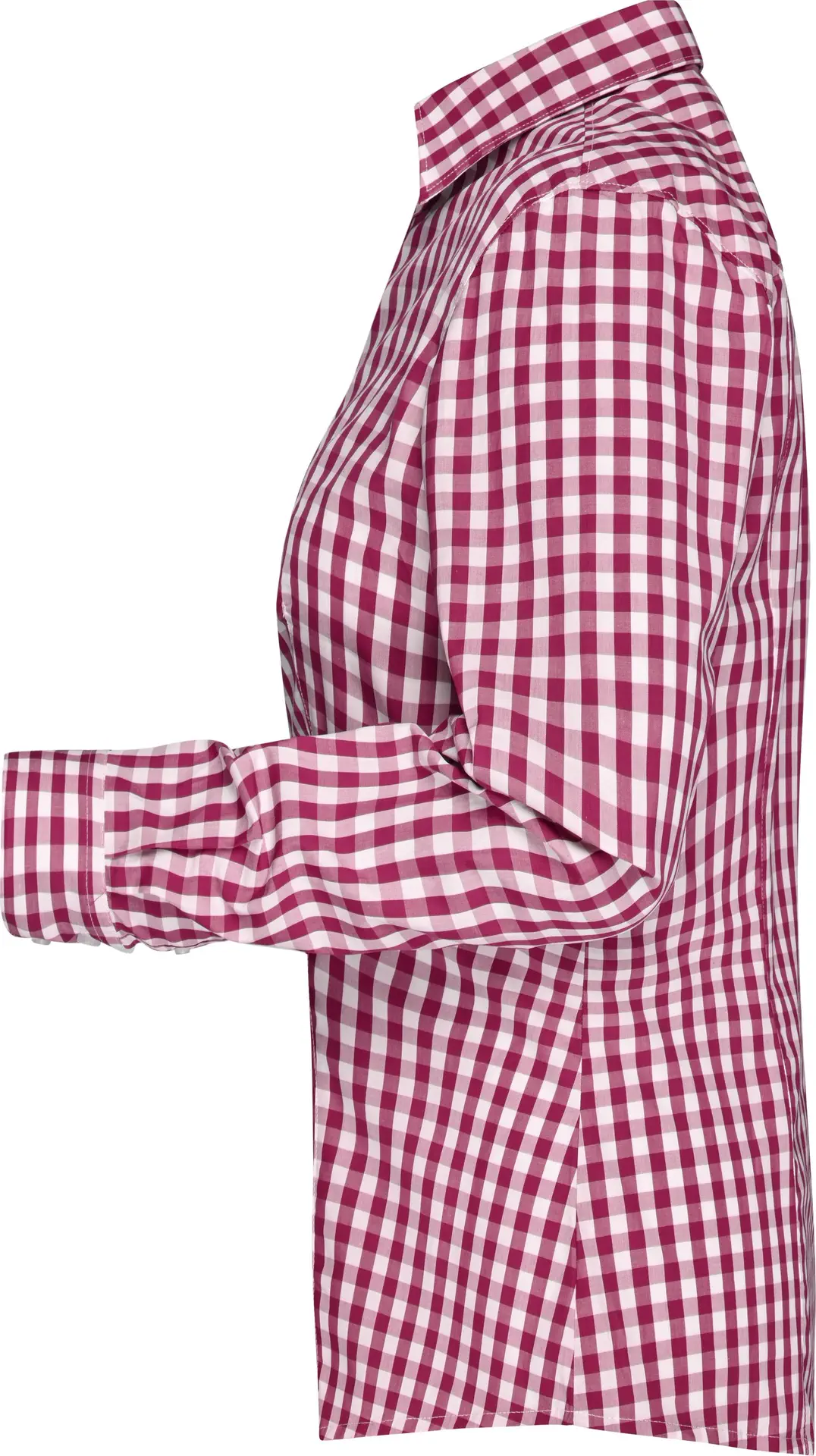jn616-ladies-checked-blouse-bordeaux-white-left-4 James & Nicholson Ladies Checked Blouse