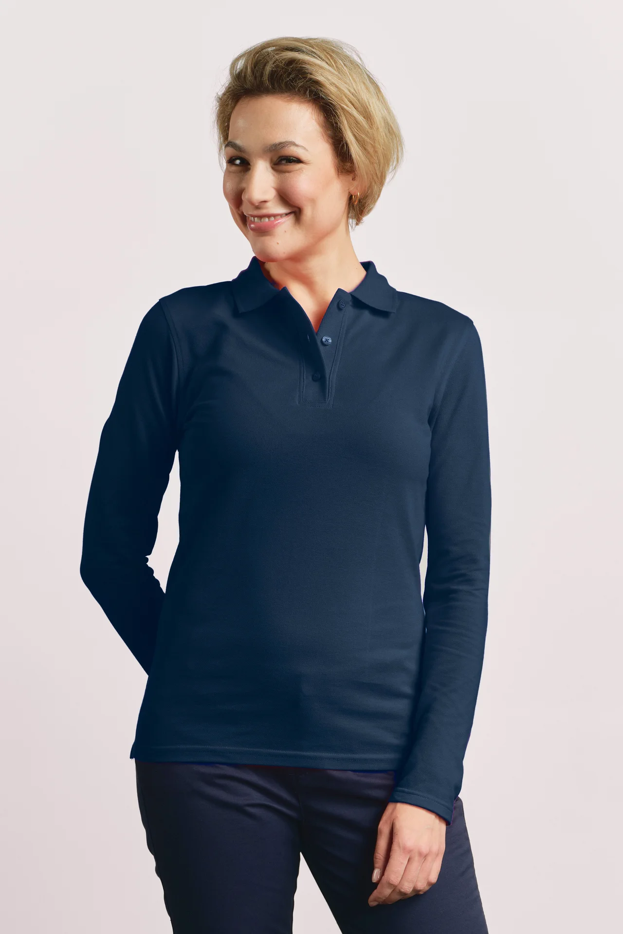 promodoro-4605-womens-heavy-polo-long-sleeve-navy-model-0 Promodoro Women's Heavy Polo Longsleeve