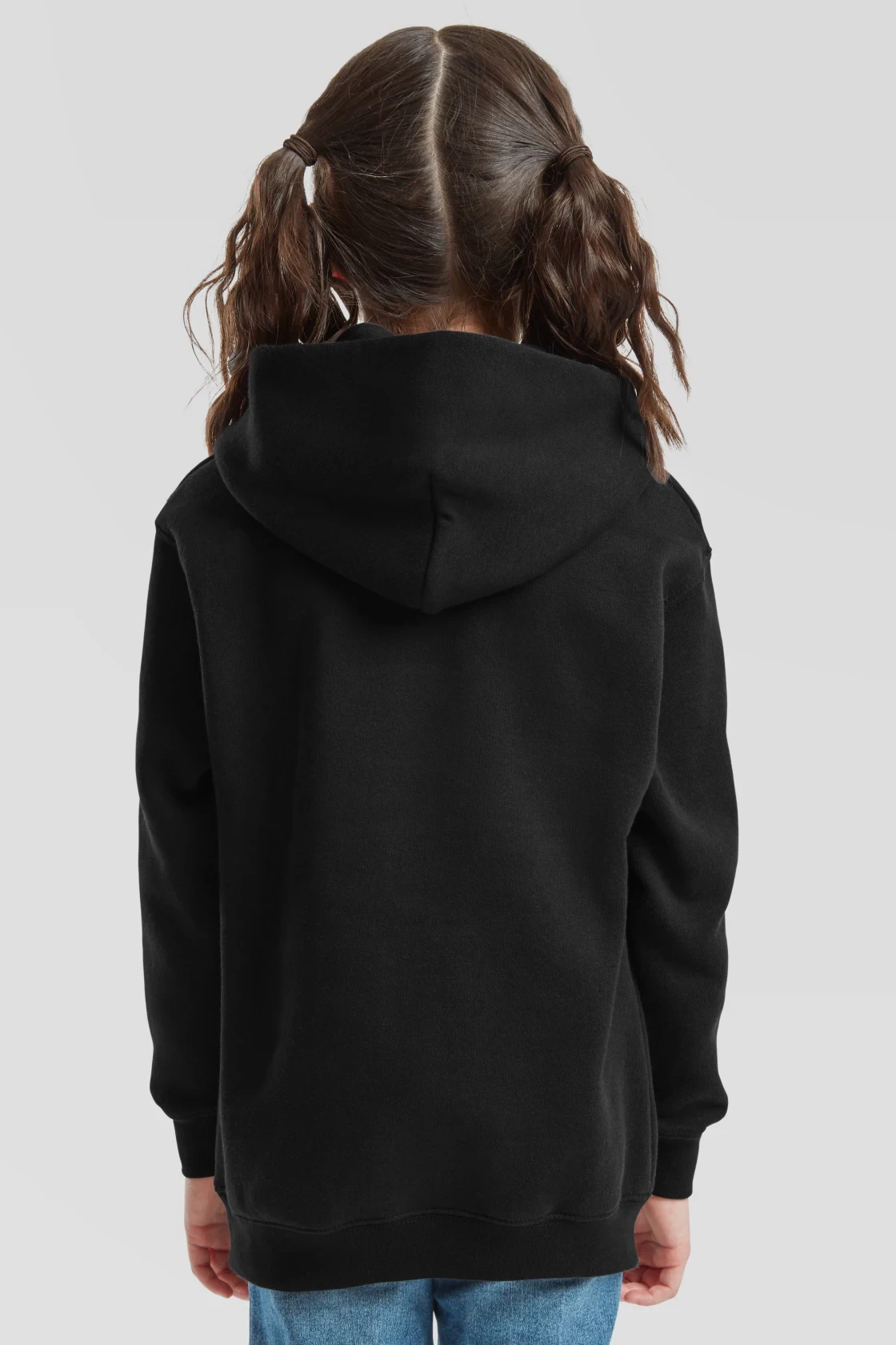 fruit-of-the-loom-62-037-0-kids-premium-hooded-sweatshirt-black-model-2 F.O.L. Kids Premium Hooded Sweat