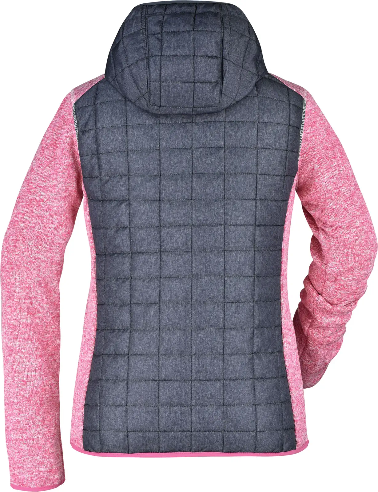 jn771-ladies-knitted-hybrid-jacket-pinkmelange-anthracitemelange-back-5 James & Nicholson Ladies Knitted Hybrid Jacket