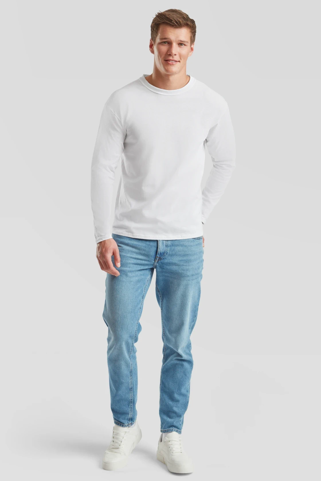 fruit-of-the-loom-61-428-0-original-long-sleeve-t-shirt-white-model-3 F.O.L. Original Long Sleeve T