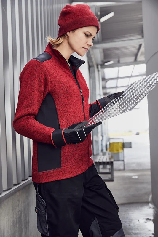 jn861-ladies-knitted-workwear-fleece-jacket-model-0 James & Nicholson Ladies Knitted Workwear Fleece Jacket -STRONG-