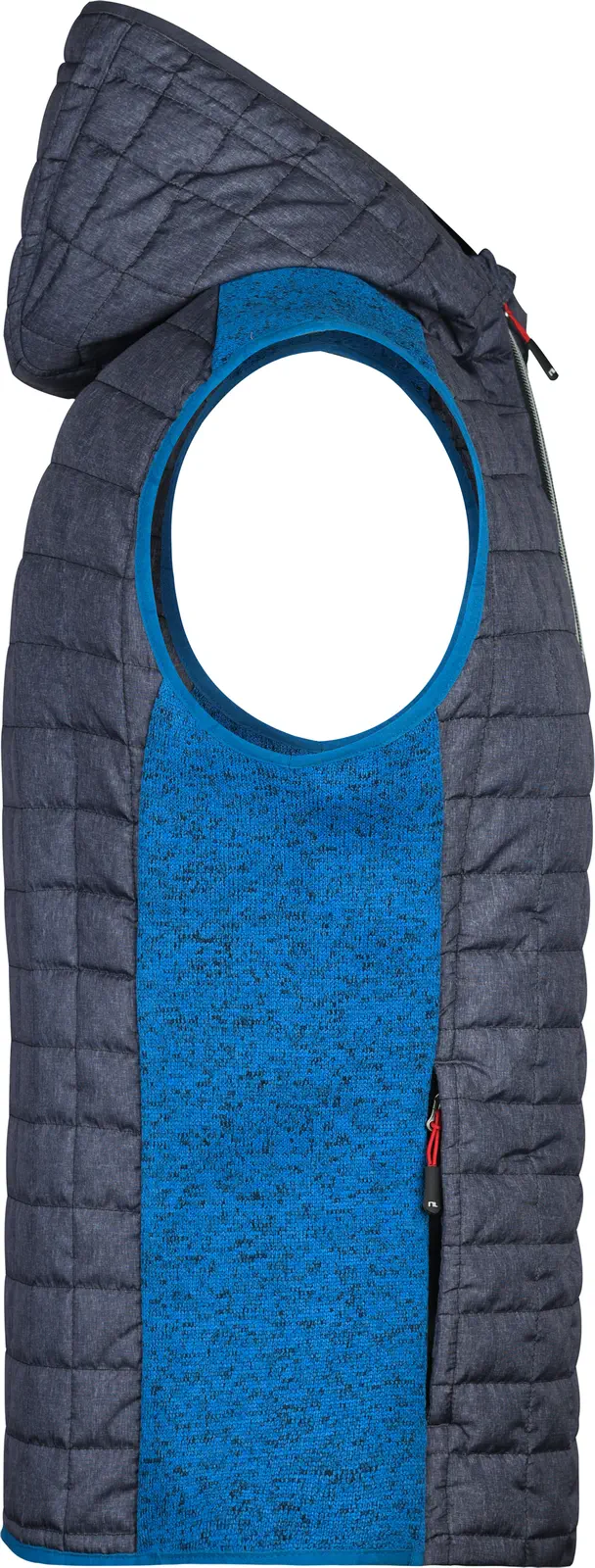 jn768-mens-knitted-hybrid-vest-royalmelange-anthracitemelange-right-6 James & Nicholson Men's Knitted Hybrid Vest