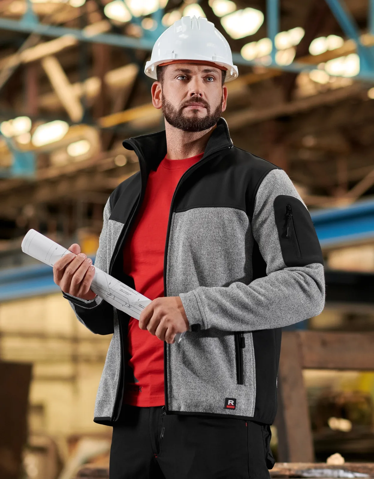 rimeck-550-softshelljacke-casual-knithellgrau-model-2 RIMECK Softshelljacke Casual 550