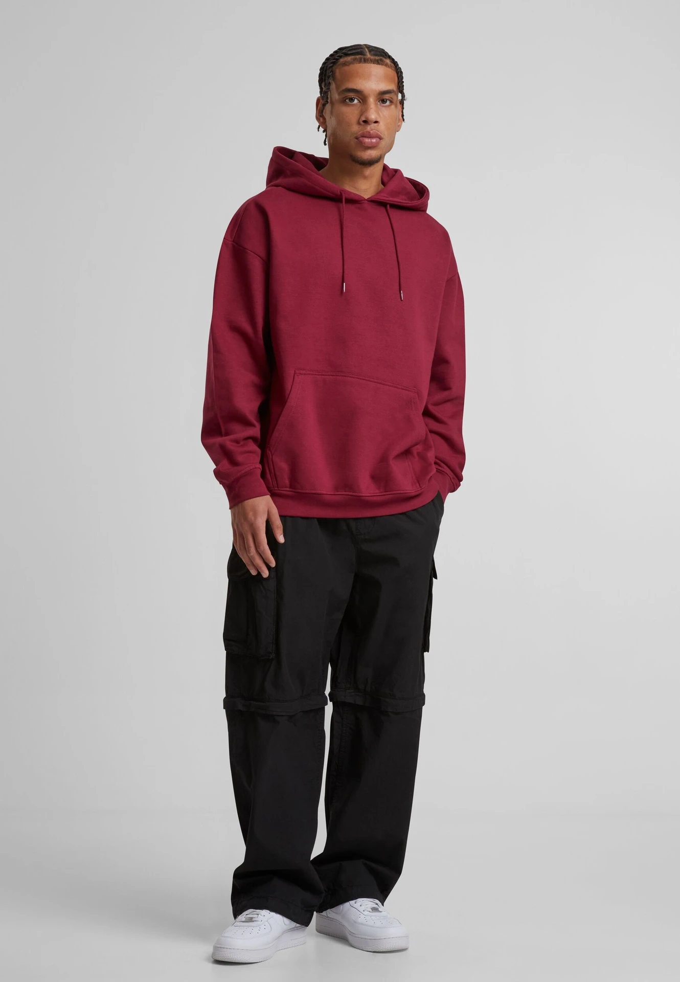 BYB-BB006-basic-oversize-hoody-burgundy-model-3 Build Your Brand Basic Oversize Hoody
