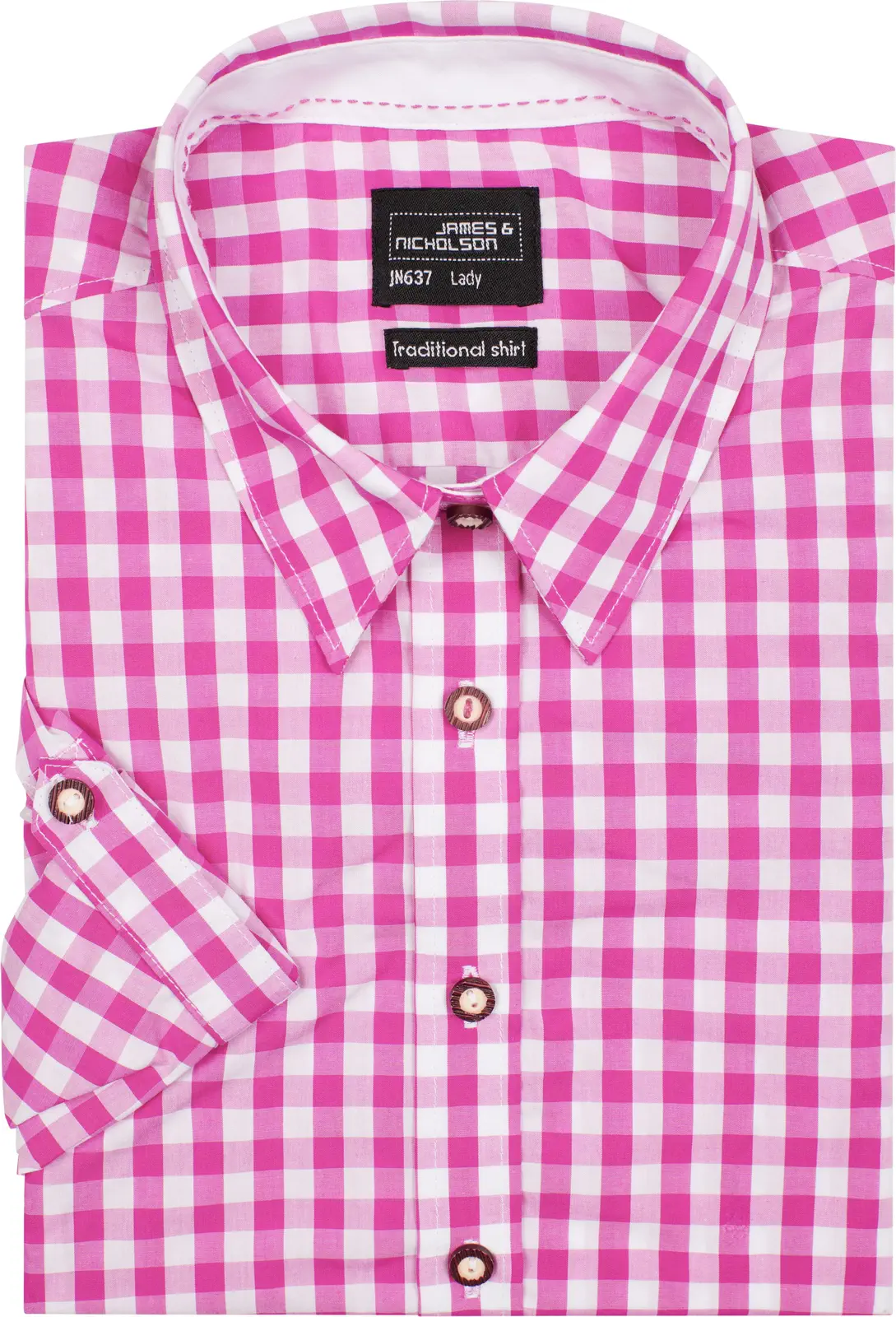 jn637-ladies-traditional-shirt-purple-white-detail-7 James & Nicholson Ladies Traditional Shirt